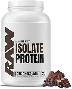 RAW Whey Isolate Protein Powder, Dark Chocolate - 100% Grass-Fed Sports Διατροφή Whey Protein Powder για την ανάπτυξη των μυών & την αποκατάσταση - χαμηλής περιεκτικότητας, χαμηλής περιεκτικότητας σε υδατάνθρακες, φυσικά αρωματισμένα & γλυκαντικά - 25 υπηρεσίες