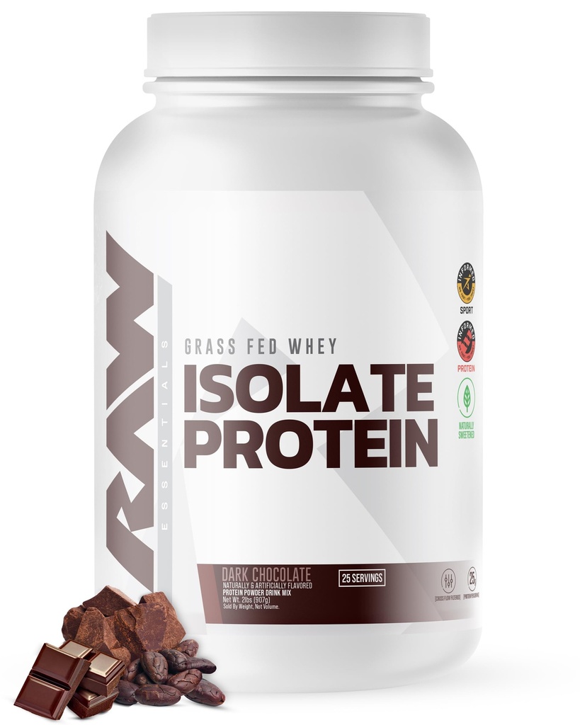 RAW Whey Isolate Protein Powder, Dark Chocolate - 100% Grass-Fed Sports Διατροφή Whey Protein Powder για την ανάπτυξη των μυών & την αποκατάσταση - χαμηλής περιεκτικότητας, χαμηλής περιεκτικότητας σε υδατάνθρακες, φυσικά αρωματισμένα & γλυκαντικά - 25 υπηρεσίες