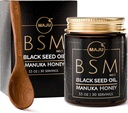 MAJU's 3-in-1 Black Seed Oil, Manuka Honey & Seeds (Παραδοσιακό στυλ) BSM no. 1, Sweet & Crunchy Herbal Blend, Nigella Sativa Oil and Seeds, Unpasteurized & Raw Monofloral Manuka Honey Νέα Ζηλανδία