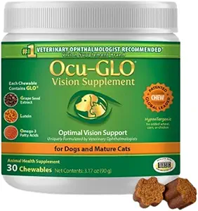 Ocu-GLO Cat & Dog Senior Supplement for Eye Support - Chewable Vision Vitamins Supplements for Large and Small Pets Care with Lutein, Omega-3 Λιπαρά Οξέα, εκχύλισμα σπόρων σταφυλιών & Αντιοξειδωτικά
