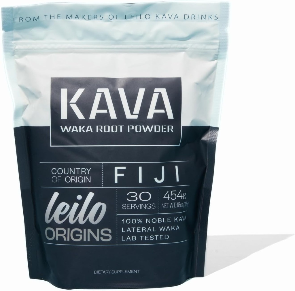 LEILO Kava Powder | Traditional Noble Waka from Fiji | All Natural Root to Reduce Stress and Promote Relaxation (1lb | 30 Servings)