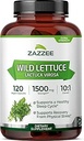 Zazzee Extra Strength Wild Leutce 10:1 Extract, 1500 mg Strength, 120 Vegan Capses, Poent Lactuca Virosa Variety, Συμπυκνωμένο εκχύλισμα 10X, 100% χορτοφαγικά, όλα φυσικά, μη ΓΤΟ, Κατασκευασμένο στις ΗΠΑ
