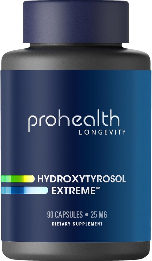 ProHealth Hydroxytyrosol Extreme - Hydroxytyrosol Supplement, εκχύλισμα φύλλων ελιάς (Olive Leaf Extract Organic) (90 κάψουλες χορτοφάγων) Γλουτένη Χωρίς, Χωρίς σόγια.