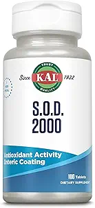 KAL S.O.D. 2000 Antioxidant Supplement - Beef Liver Source - Enteric Coated for Maximilation - Lab Επαληθευμένο - GMP Facility - 60 Day Guarantee - 100 Servings, 100 Tablets