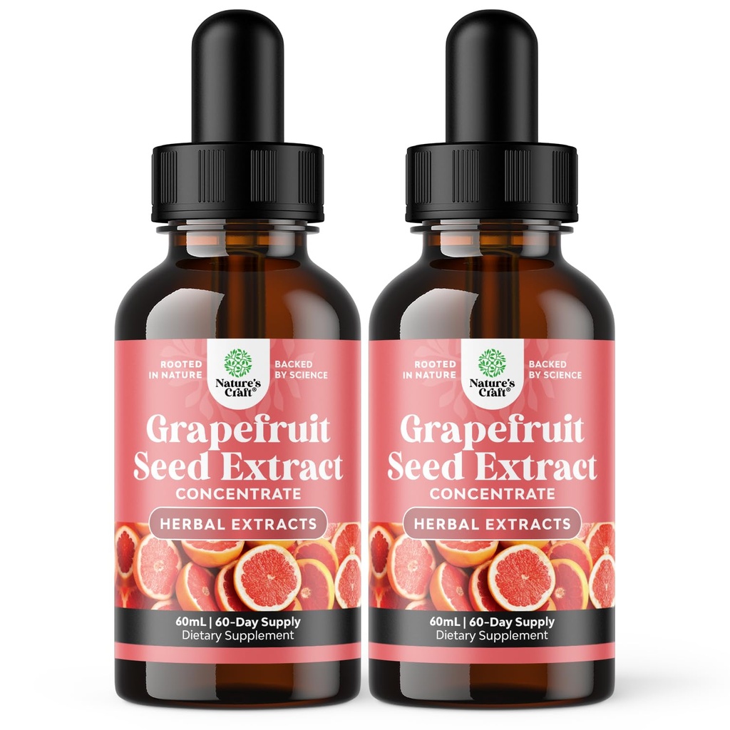 GSE Grapefruit Seed Extract Liquid - One Drop Daily - Super Concentrated Grape Seed Extract Liquid Drops Rich in Bioflavonoids & Polyphenols for Gut Health & Immune Support - 2 Fl Oz (2 Pack)