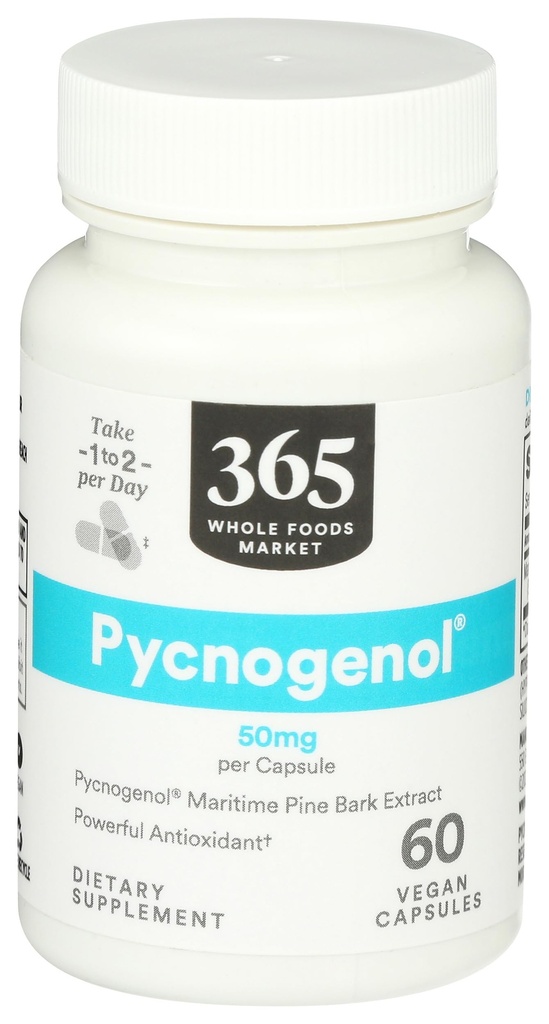 365 από το Whole Foods Market, Pycnogenol Maritime Pine Bark Extract, 50mg Vegan Capsles, 60 Count