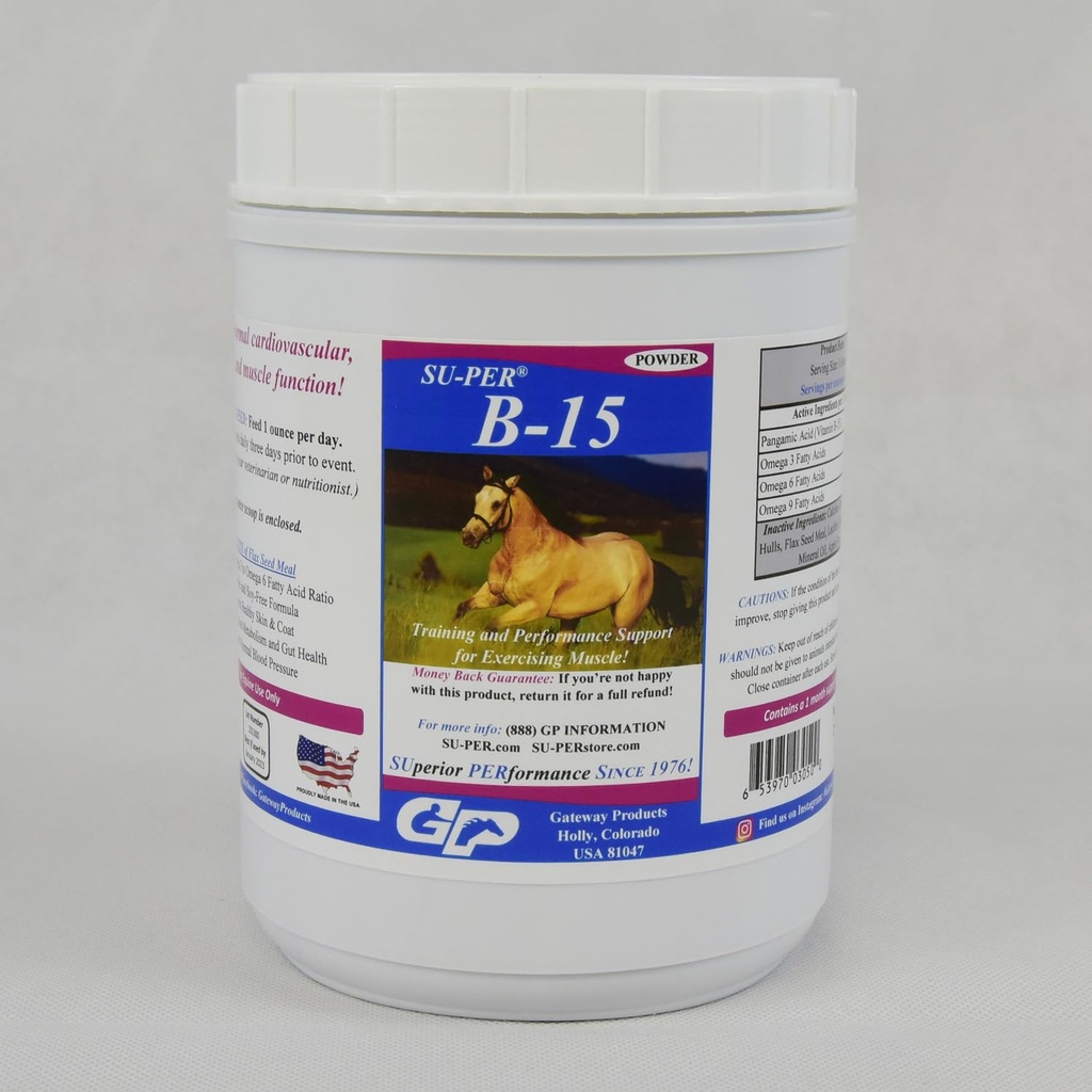 SU-PER B-15 συμπλήρωμα βιταμίνης για άλογα - Equine Vitamin B-15 σκόνη για την υποστήριξη απόδοσης - 2,5 Λίρες, (2 Pack)