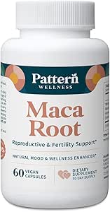 Pattern Wellness Maca Root for Men & Women - 10.000mg - Φυσικό Mood & Wellness Enhancer - Μοναδική Βέλτιστη Μείξη για Γονιμότητα, Αναπαραγωγική & Ολόκληρη Υγεία Σώματος - 60 Κάψουλες Vegan