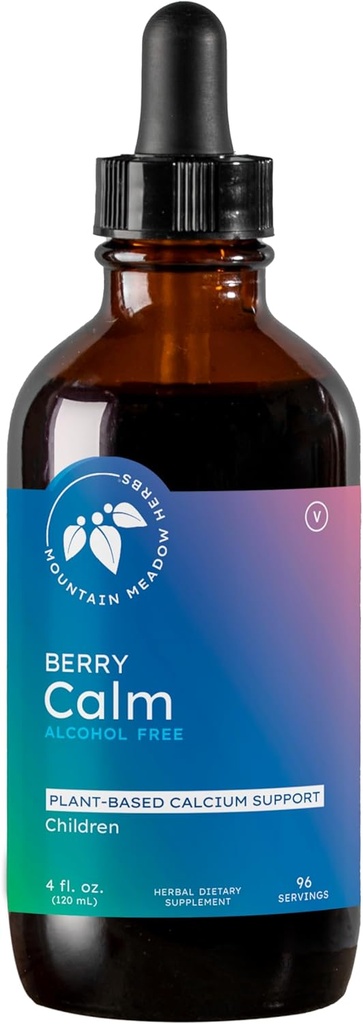 Mountain Meadow Herbs Berry Calm for Kids – Βότανο συμπλήρωμα ασβεστίου για ισχυρά οστά, δόντια, εστίαση & χαλάρωση, μεγάλη γεύση υγρή Φόρμουλα, 4 oz
