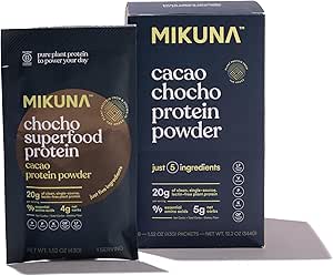 Mikuna Chocho Superfood Protein, Plant-based Protein Powder, Travel Packs - Vegan, Gluten Free, 3g Net Carbs ή λιγότερο, και Bioδιαθέσιμη, Μη-Isolate (8 εξυπηρετούν, Cacao)