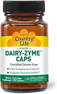 Country Life Γαλακτοκομικά Zyme - Digestive Enzymes for Dairy Relief - Lactase Enzyme Supplement for Lactose Inανεκτικό - 6000 Lactase Units - Χωρίς γλουτένη, Μη ΓΤΟ - 50 Vegan Capsles