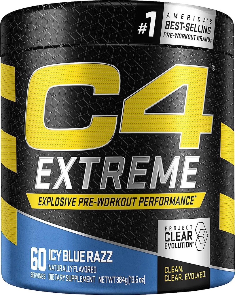 C4 Extreme Pre Workout Powder Icy Blue Razz 