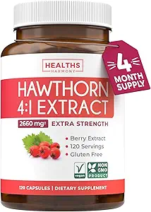 Super Potent Hawthorn Berry Extract Capsules - Hawthorn Berry Supplement Made from Extra Strength Concentrate to Support Heart and Digestive Health - Vegan Non-GMO & Gluten Free (4 Month Supply)