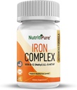 Iron Complex, Complete Blood Building Iron Vegetarian Κάψουλες με μη ενισχυτικό Carbonyl Iron, Quatrefolic, B12, B6 & Vitamin C, για γυναίκες & άνδρες (60 caps)