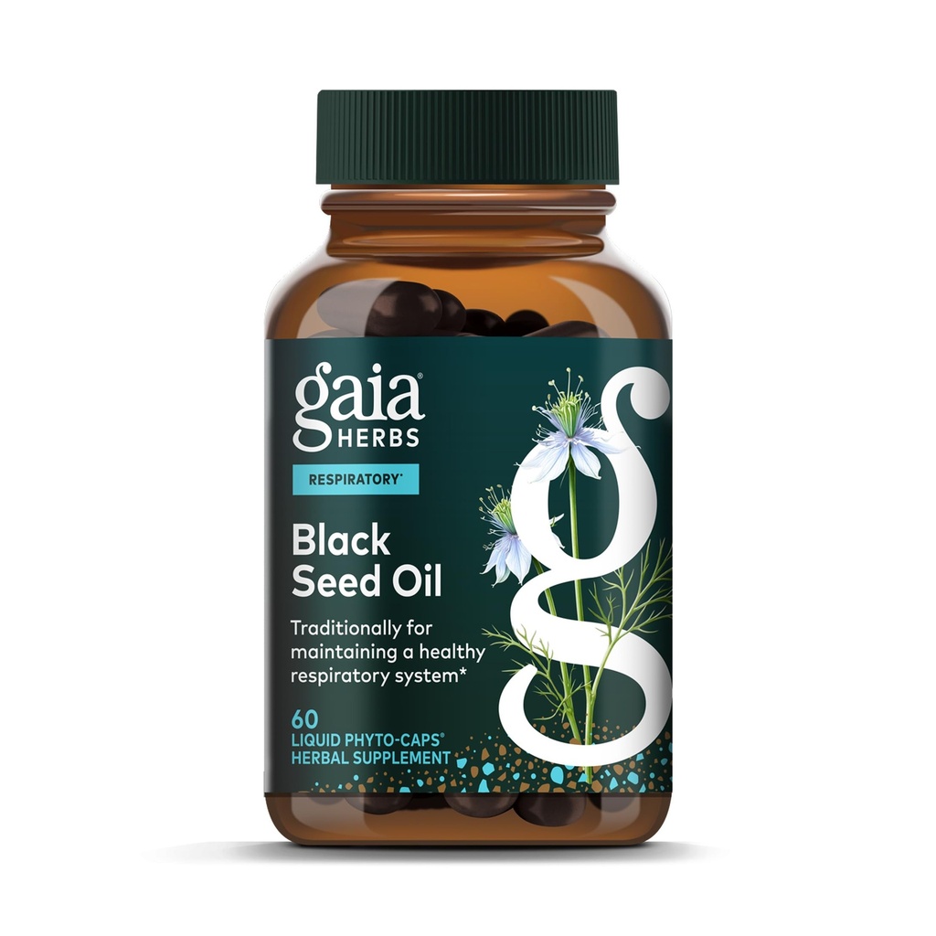 Βότανα Gaia Black Seed Oil - Καψάκια για Πνεύμονα, Αναπνευστική και Αντιοξειδωτική Υποστήριξη - με Βιολογικό Λάδι Σπόρων Nigella - Βότανο συμπλήρωμα - 60 Vegan Liquid Phyto-Capsules (30-Day Supply)