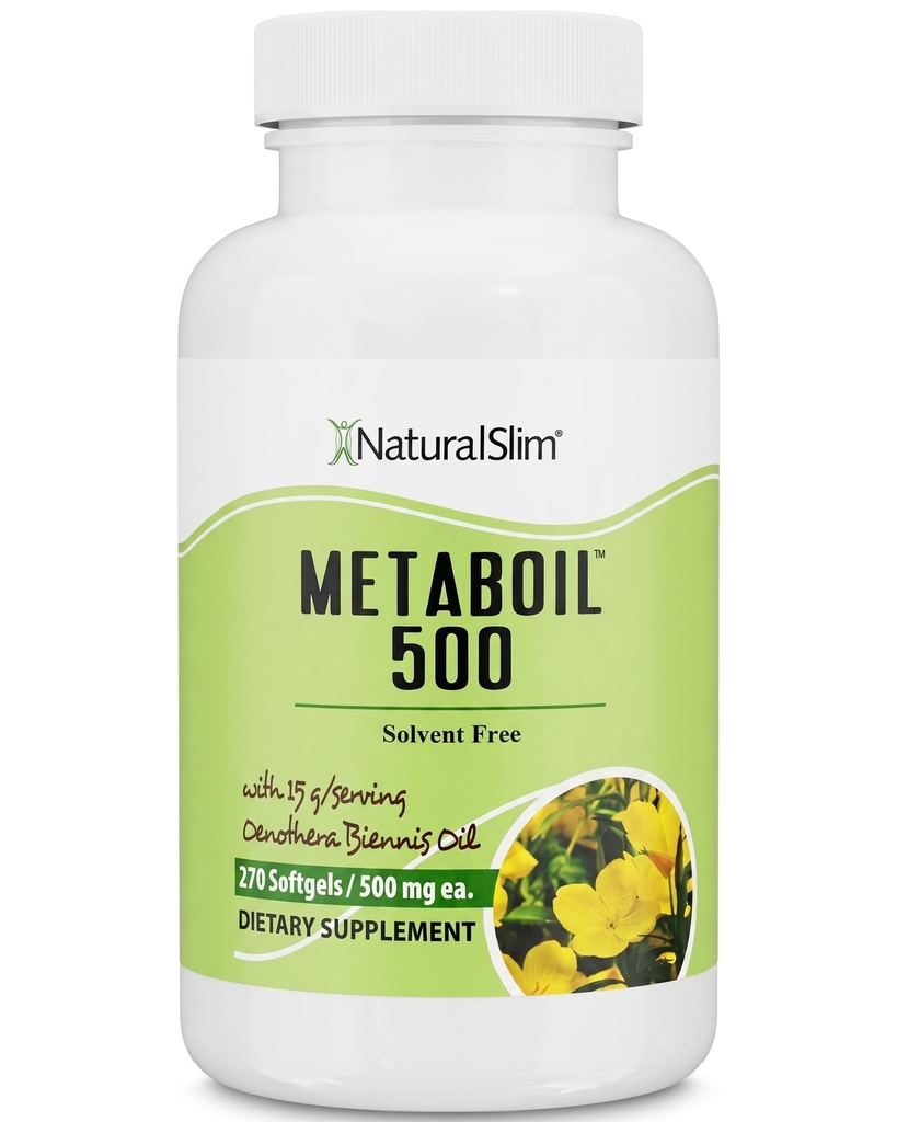 NaturalSlim Evening Primrose Oil for Women 1500mg from Cold Pressed Oil - Metaboil 500 GLA Supplement Gamma Linolenic Acid for Women’s Health, Mεταβολισμός, Heart & Skin Health - 270 Softgels