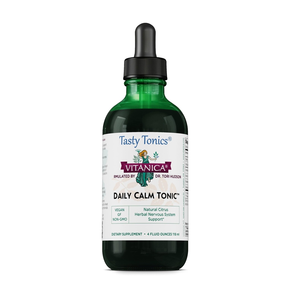Vitanica Daily Calm Tonic, Natural Liquid Stress Relief Supplement, Dr. Formulated, Organic Lemon Balm, Kava Kava and Passion Flower, for Women, Men & Adults, Vegan, 4 Ουγγιά (Daily Calm Tonic)