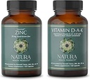 Natura Health Products Vitamin D-A-K και 25 mg Zinc Supplement Bundle - Υποστηρίζει Υγιεινή λειτουργία των οστών, της καρδιάς και της όρασης - Υποστηρίζει την κυτταρική υγεία και μια υγιή ανοσοαπόκριση