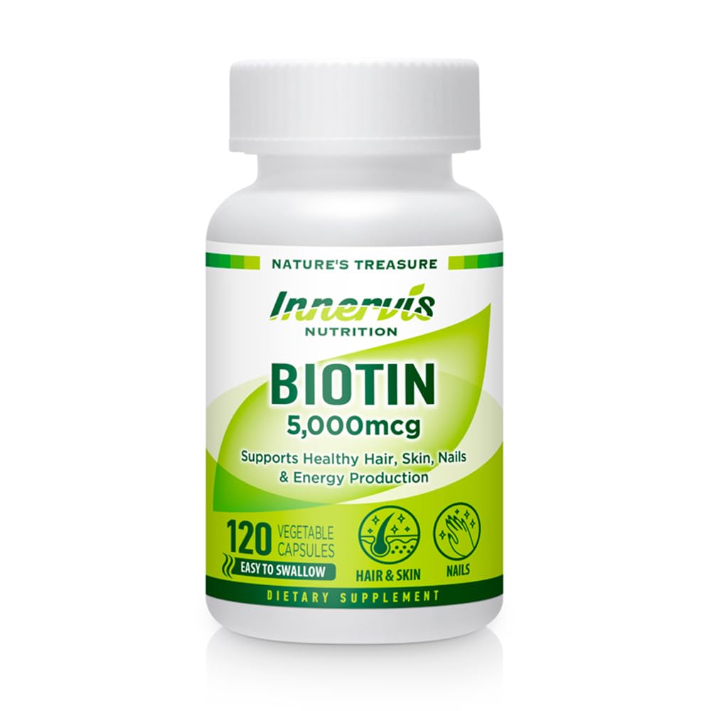 Υψηλή ισχύ Biotin 5000mcg – Υποστηρίζει την υγεία των μαλλιών, του δέρματος και των νυχιών, 120 κάψουλες λαχανικά