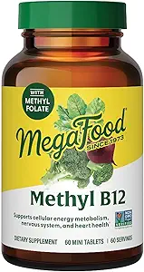 MegaFood Methyl B12 - Vegan - Περιλαμβάνει φολικό μεθύλιο, βιταμίνη B12 & B6 - Υποστηρίζει την παραγωγή κυτταρικής ενέργειας, την υγεία του νευρικού συστήματος και την καρδιαγγειακή λειτουργία - 60 δισκία
