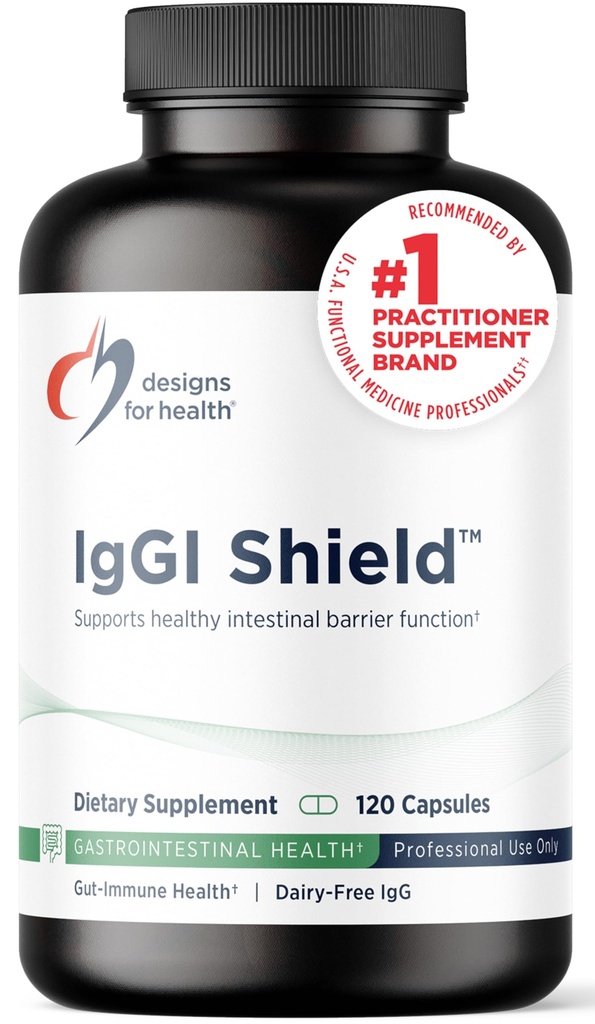 Designs for Health IgGI Shield - Gut Health & Immune Support Powder with Dairy-Free ImmunoLin Immunoglobulin and NAG - Help Bind & Remove Toxins and Fortify the Intestinal Barrier (120 Κάψουλες)