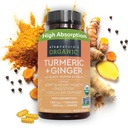 Viva Naturals Βιολογικό Turmeric και Ginger Συμπληρώματα με εκχύλισμα μαύρου πιπεριού για κοινή υποστήριξη -1450 mg ανά σερβίροντας Tumeric Ginger χάπια με 150 mg κουρκουμινοειδή