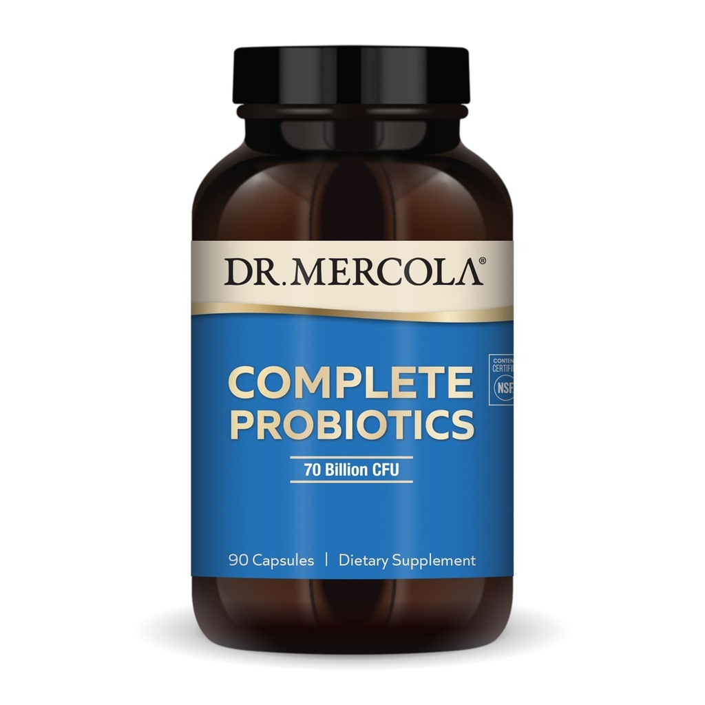 Dr. Mercola Complete Probiotics - 70 Billion CFU - Υποστηρίζει ανοσοποιητικό, Digestive & Gut Health - Χαρακτηριστικά 10 Strains - Ράφι Stable - GMO-free, Gluten-free & Soy-Free - 90 Κάψουλες (90 Servings)