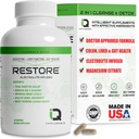 Restore 2 In 1 Colon Cleanse & Detox w/ Psyllium - Supports Digestion, Debloating & Constipation Relief for Women & Men, Gut Detox Cleanse w/ Magnesium | Electrolyte Infused Colon Cleanser & Detox