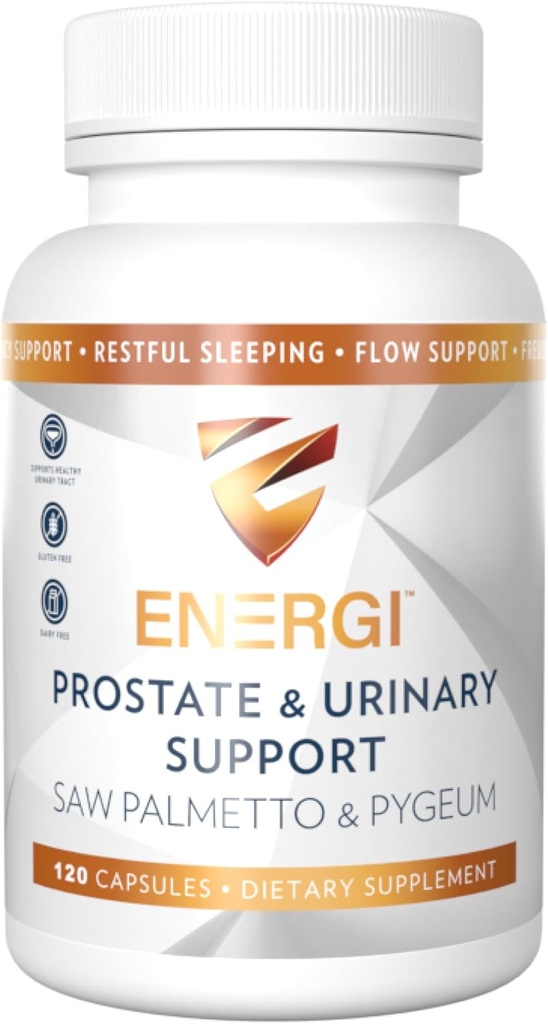 ENERGI συμπλήρωμα υποστήριξης Prostate με πριόνι Palmetto για άνδρες & γυναίκες, 200mg πριόνι Palmetto, 100mg συμπλήρωμα Pygeum, Σπόροι κολοκύθας, συμπληρώματα υγείας Prostate, 120 κάψουλες