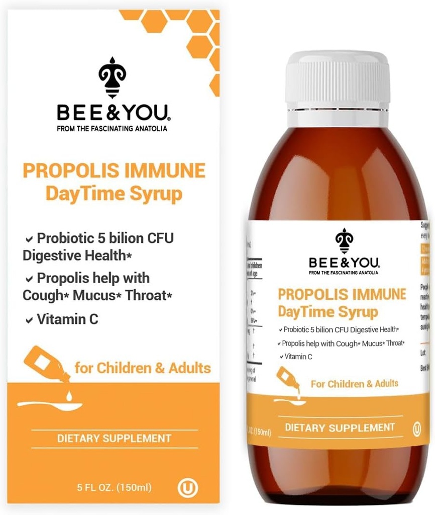 Μέλισσα και εσείς Propolis Immune Day Syrup με Probiotic, Vitamin C, Immune Support, Digestive Health, Antioxidants, Gut Health 5 Fl Oz