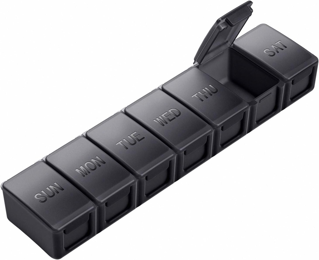 Extra Large Pill Organizer Weekly, KAPENS Daily Pill Case Box Μεγάλη Χωρητικότητα Διαμερίσματα, 7 Day Pill Containers for Medicine Συμπληρώματα Βιταμίνη ιχθυέλαιο, Μαύρο