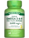 Nature's Truth Triple Omega 3-6-9 Softgels | 3600mg | 60 Count | Fish, Flax, Borage Oils | Non-GMO & Gluten Free Supplement