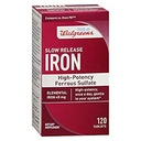 Walgreens Σιδήρου αργή απελευθέρωση υψηλής ισχύος Ferrous sulfate 45mg, δισκία, 120 ea