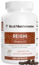 Real Mushrooms Reishi Mushroom Capses - Picked Organic Mushroom Extracts - Red Reishi for Tranquil Daily Wellness with Επαληθευμένο Beta Glucans Vegan, Non-GMO, No Grain Fillers, 200 ct
