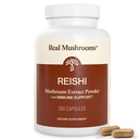 Real Mushrooms Reishi Mushroom Capses - Picked Organic Mushroom Extracts - Red Reishi for Tranquil Daily Wellness with Επαληθευμένο Beta Glucans Vegan, Non-GMO, No Grain Fillers, 200 ct