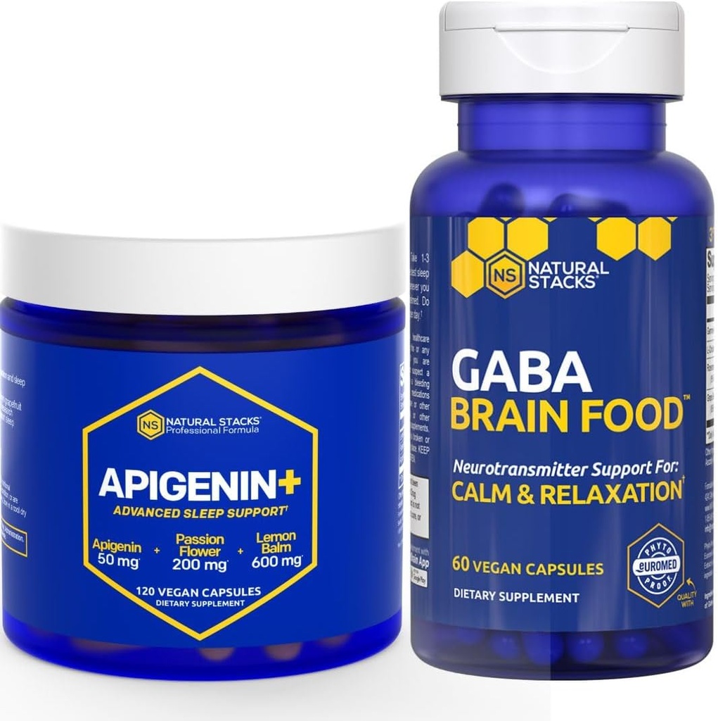 ΦΥΣΙΚΑ ΣΤΑΚΙΑ GABA Brain Food + Apigenin Supplement for Sleep Bundle - Supports Relaxation and Sleep* - 180 Total Capsles
