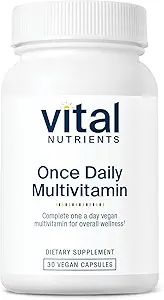 Vital Nutrients Once Daily Multivitamin | Vegan Multi for Women & Men | Allergen-Free | 19 Essential Vitamins + Antioxidants for Eye and Heart Health | Gluten, Dairy & Soy-Free | 30 Capsules