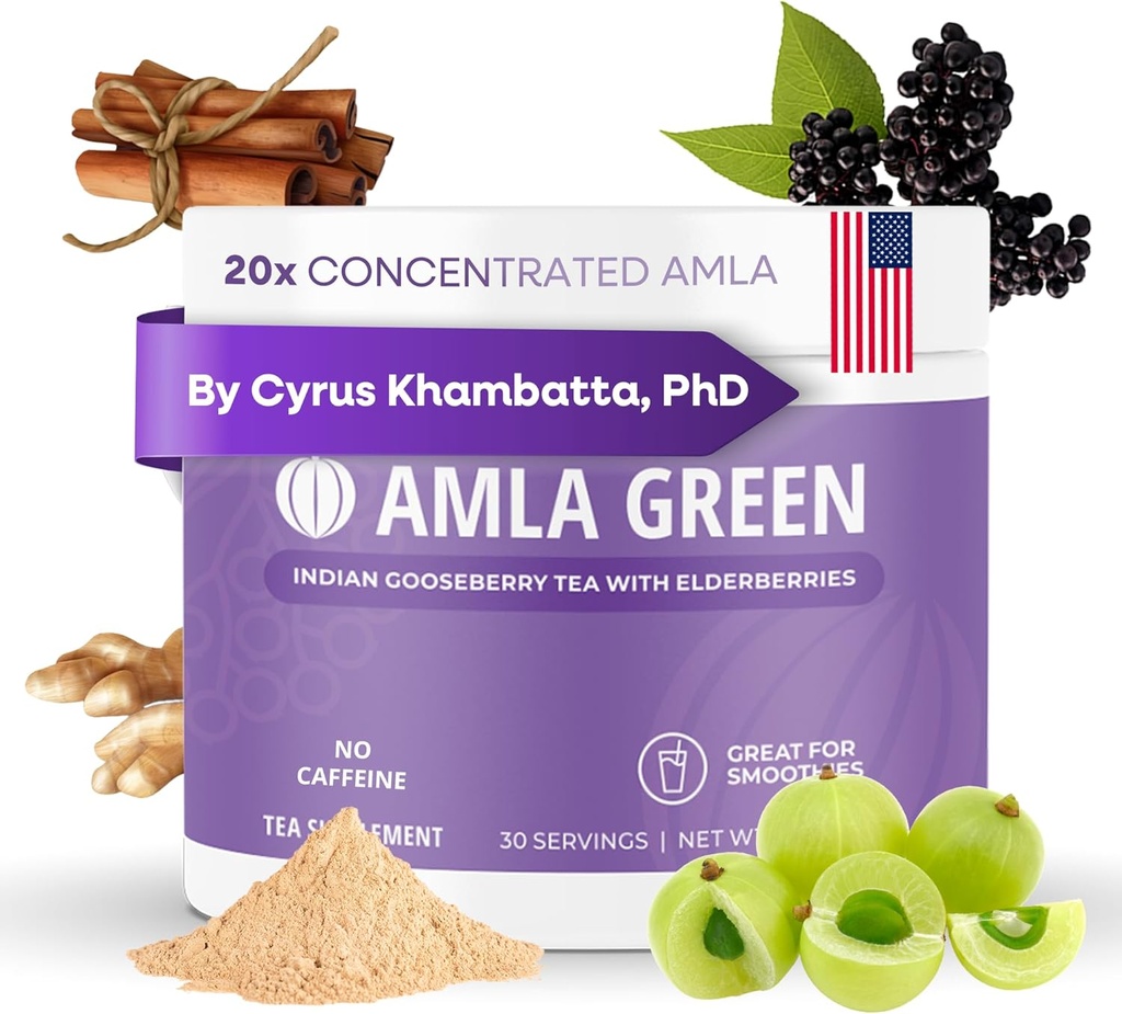 Amla Powder & Immunity Blend Superfood Supplement with Elderberry, 20x Ultra συμπυκνωμένο Amla, ανοσοποιητική υποστήριξη, Φτιαγμένο με Ginger, Κανέλα, μέντα, ινδικά φραγκοστάφυλα, ασυλία, 30 υπηρεσίες