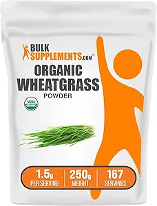 BulkSupplements.com Organic Wheatgrass Powder - Organic Super Greens Powder, Superfoods Supplement - Vegan & Gluten Free, 1.5g per Serving, 250g (8.8 oz) (Pack of 1)