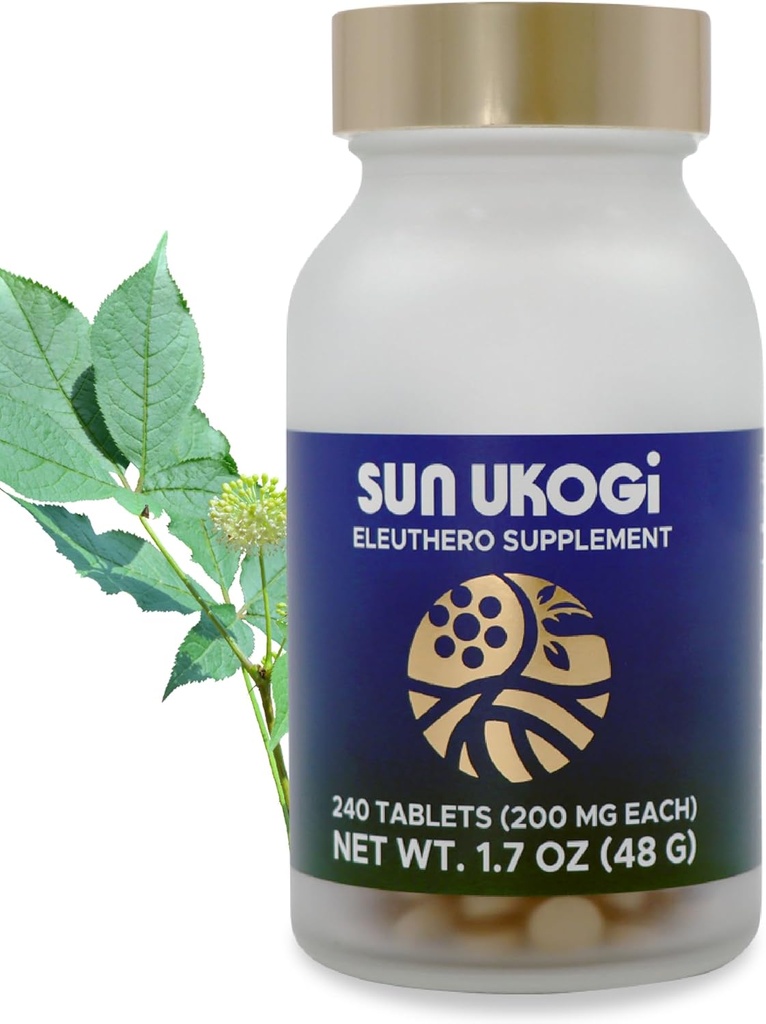 Sun Chlorella Sun Ukogi Eleuthero Root 200 mg Siberian Ginseng Συμπλήρωμα - Φυσικό Adaptogen Well Being & Endurance Συμπλήρωμα για γυναίκες & άνδρες - Μη ΓΤΟ - 240 Tabletισκία