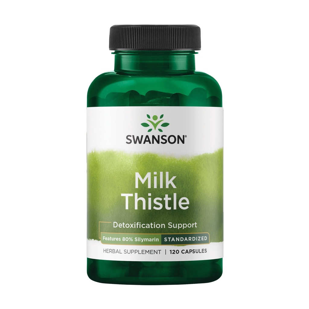 Swanson Milk Thittle (Standardized) - Βότανο συμπλήρωμα στήριξης ήπατος w/ 80% Silymarin - Φυσική φόρμουλα Βοηθώντας στη διατήρηση της συνολικής υγείας & ευεξίας - (120 κάψουλες)