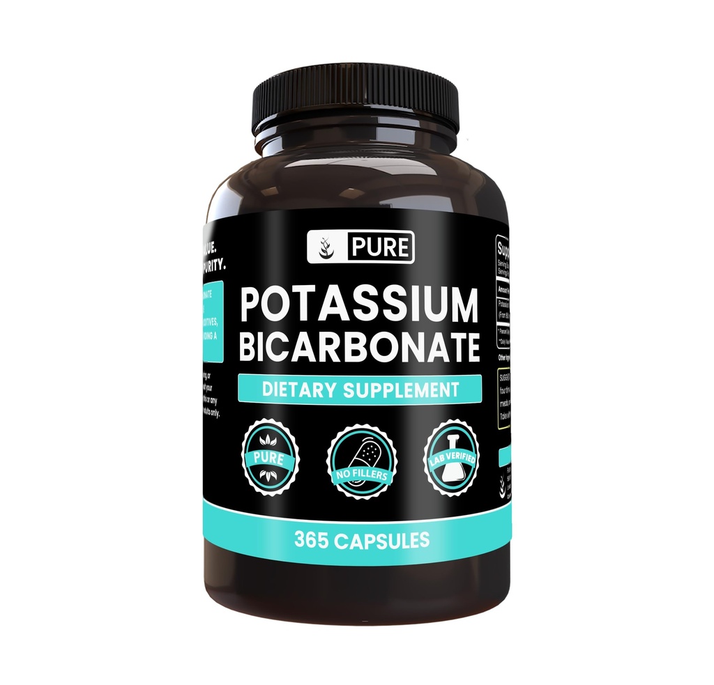 Pure Original Ingredients Potassium Bicarbonate (365 Capsules) No Magnesium Or Rice Fillers, Always Pure, Lab Verified