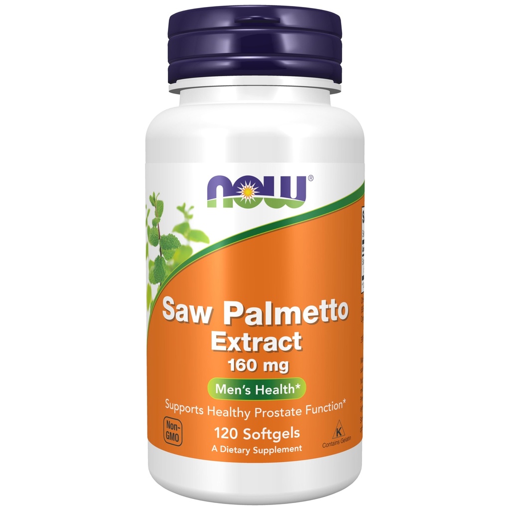 NOW Συμπληρώματα τροφίμων, Saw Palmetto Extract (Serenoa repens) 160 mg, Ανδρική Υγεία*, 120 Softgels