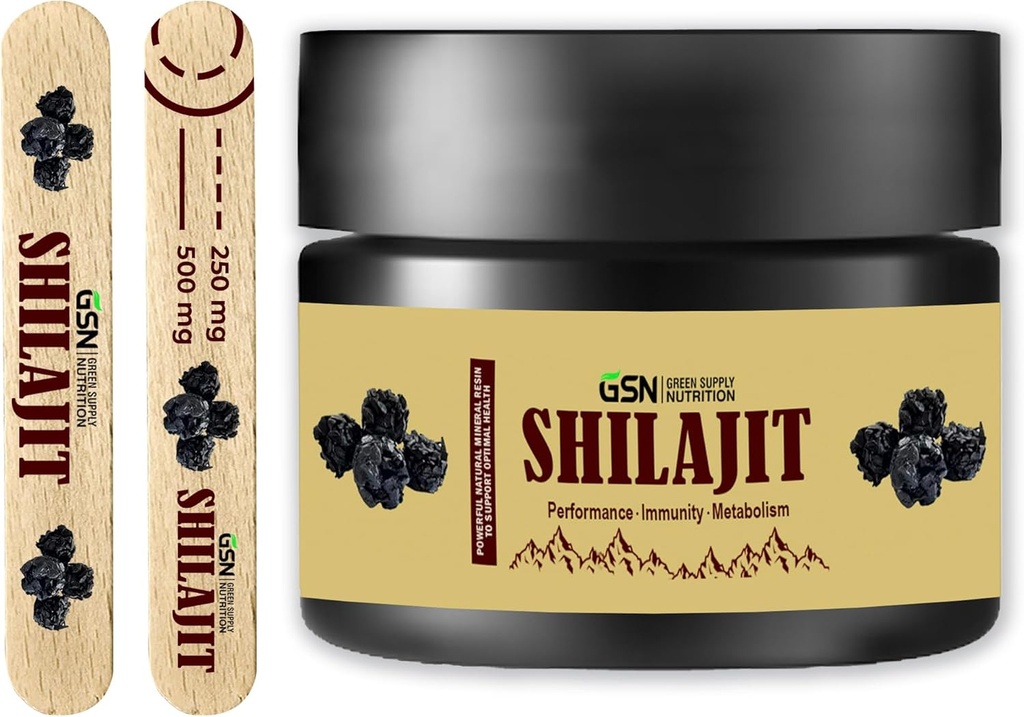 Green Supply Organic Shilajit Resin 30g: Αμιγής ανάμειξη Ιμαλαΐων με 85+ Trace Minerals & Fulvic Acid - 600mg Μέγιστη ισχύς για την ενίσχυση της ενέργειας και την ανοσοποιητική υποστήριξη, 50 εξυπηρετούν