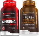 Korean Red Panax Ginseng 1500mg - Υψηλή ισχύς Ginseng για την ενέργεια, την απόδοση και το ανοσοποιητικό υποστήριξη για τους άνδρες και τις γυναίκες - Pure Ceylon Cinnamon Κάψουλες για την ενισχυμένη ευεξία - 1500mg ανά υπηρεσία