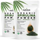 Earth Circle Organics Spirulina Powder, Kosher, Raw and Non-Irradiated | Pure Vegan Protein | Premium Superfood, High in Amino Acids and Antioxidants - 4 Ounce (2 Packs)