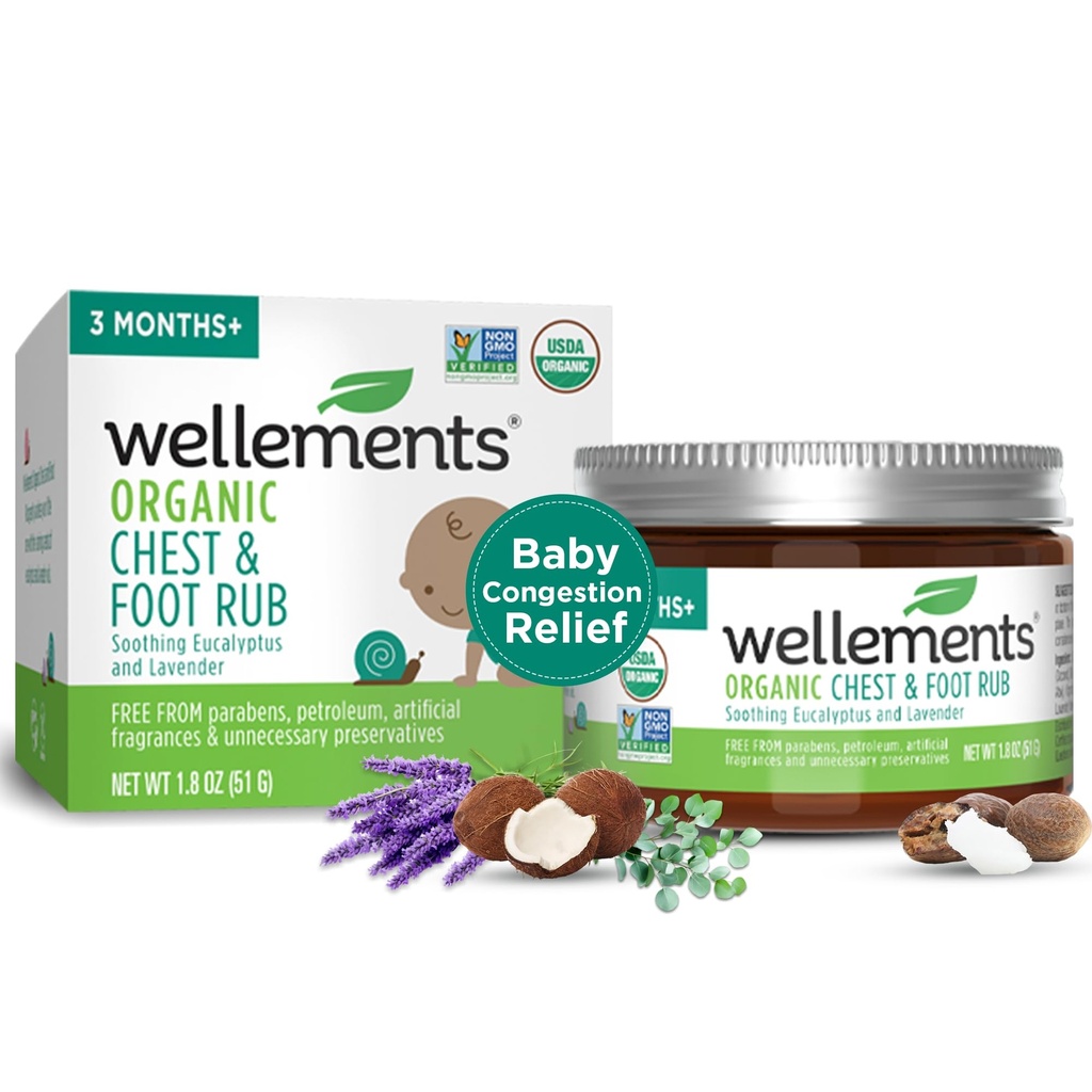 Wellements Organic Baby Chest & Foot Rub για 3 μήνες+ (1.8 Fl Oz) 