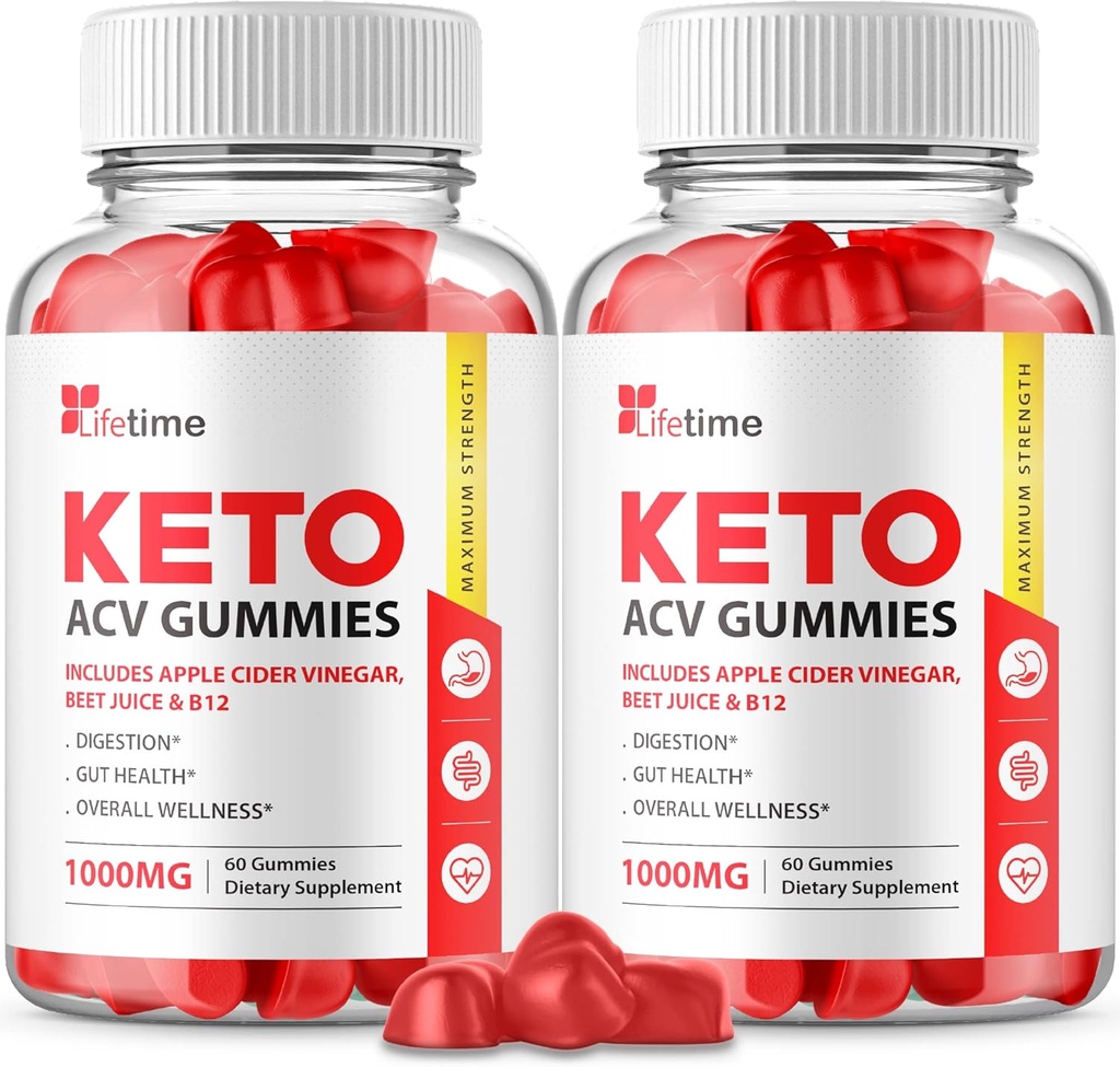 (2 Pack) Lifetime Keto Plus ACV Gummies - Επίσημη Φόρμουλα, Vegan, Non GMO - Lifetime Keto acc Gummies, Life Time Keto Gummies with Apple Cider Vinegar, Vitamin B12, Pomegranate Juice (120 Gummies)