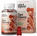 Wild & Organic Tart Cherry Gummies 7000 mg - Tart Cherry Extract συμπλήρωμα για Uric Level Support - 60 Vegan, μη-GMO Chews
