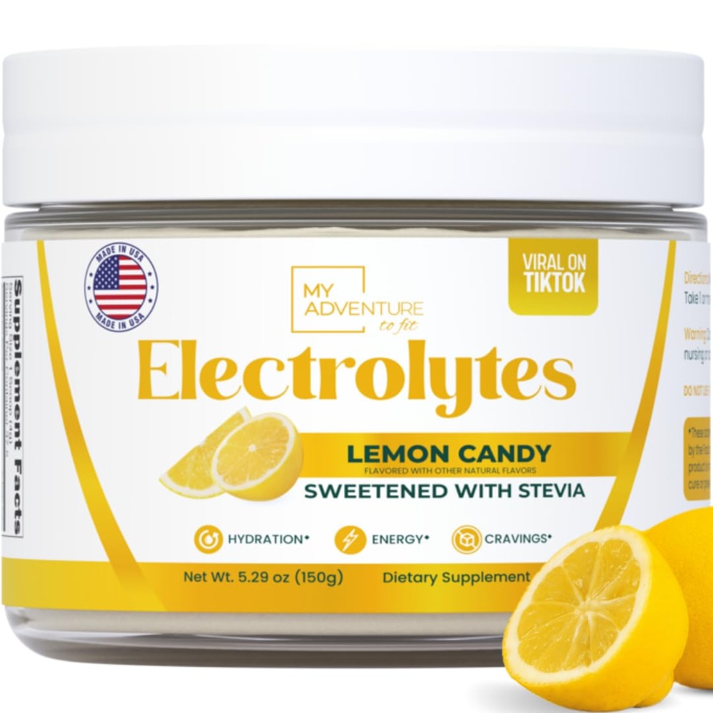 Zero Sugar - Lemon Candy Electrolytes Powder - Refreshing Hydration - Caffeine Free Energy with All Natural Ingredients - Vegan, Keto & Paleo - Sugar Free Electrolytes Powder Drink Mix - 37 Servings